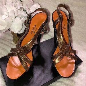 House of Lanvin Runway Metallic Gold Platform Sandals